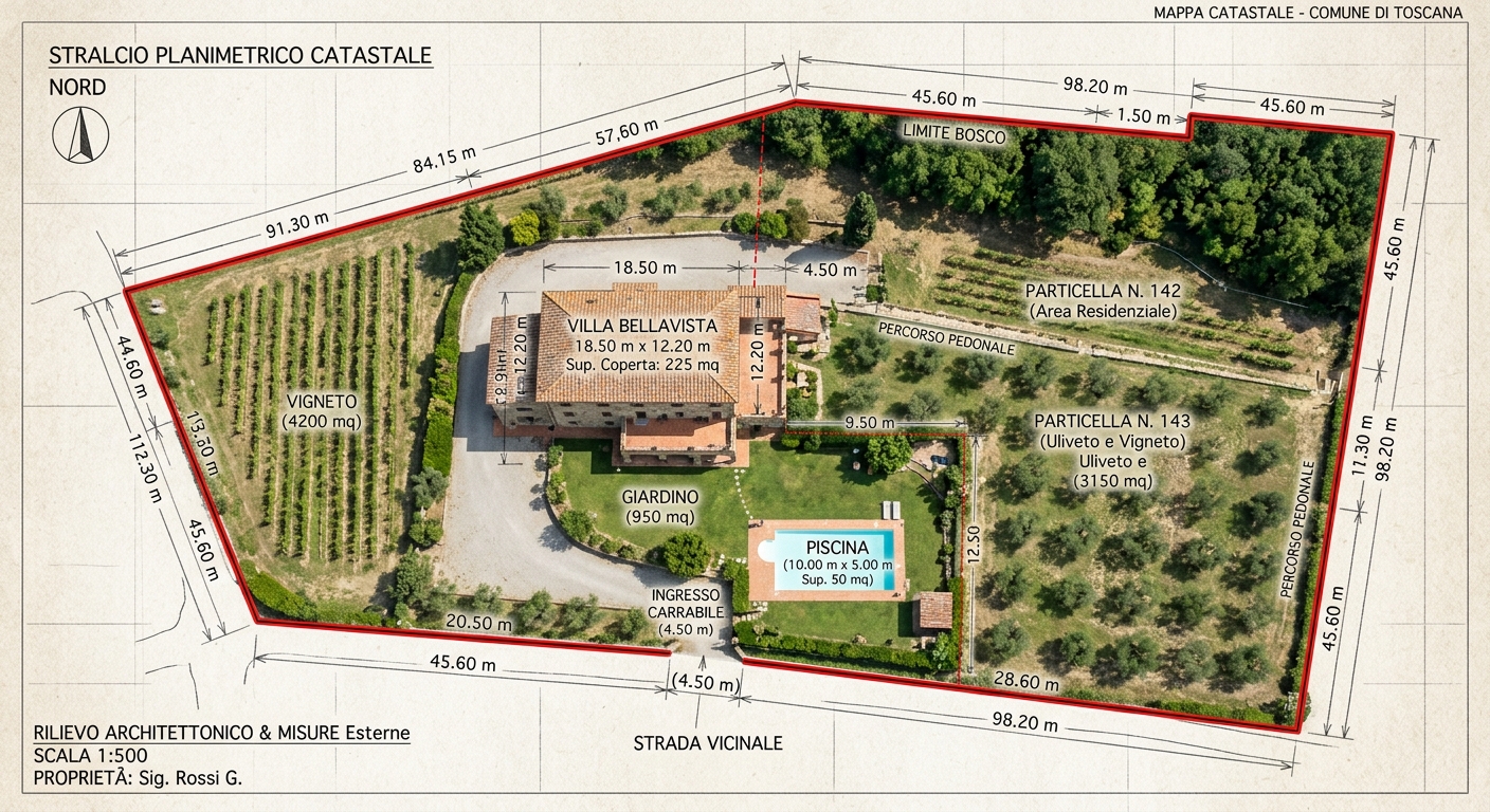 Mappa catastale con misure